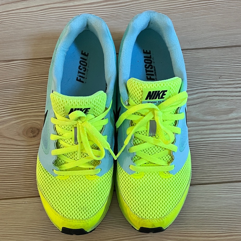 Neon Yellow and Blue Athletic Shoes - Picture 4 of 4